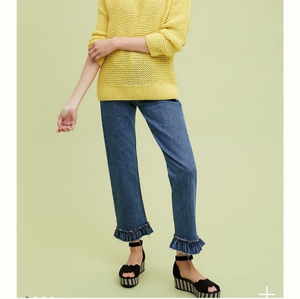 Anthro Levi's Wedgie Fit High Rise Ruffle Jeans - Picture 4 of 8